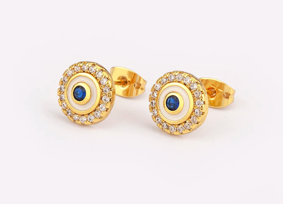 Hollow Zircon Evil Eye Stud Earrings