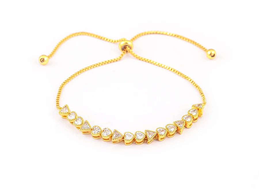 Nidin Charm Zircon Geometric Shape Bracelet Adjustable 15 Styles Gold Color Link Chain Jewelry Women's Personality Party Gift