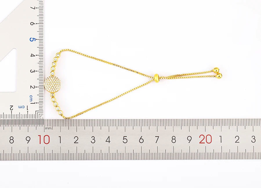 Nidin Charm Zircon Geometric Shape Bracelet Adjustable 15 Styles Gold Color Link Chain Jewelry Women's Personality Party Gift