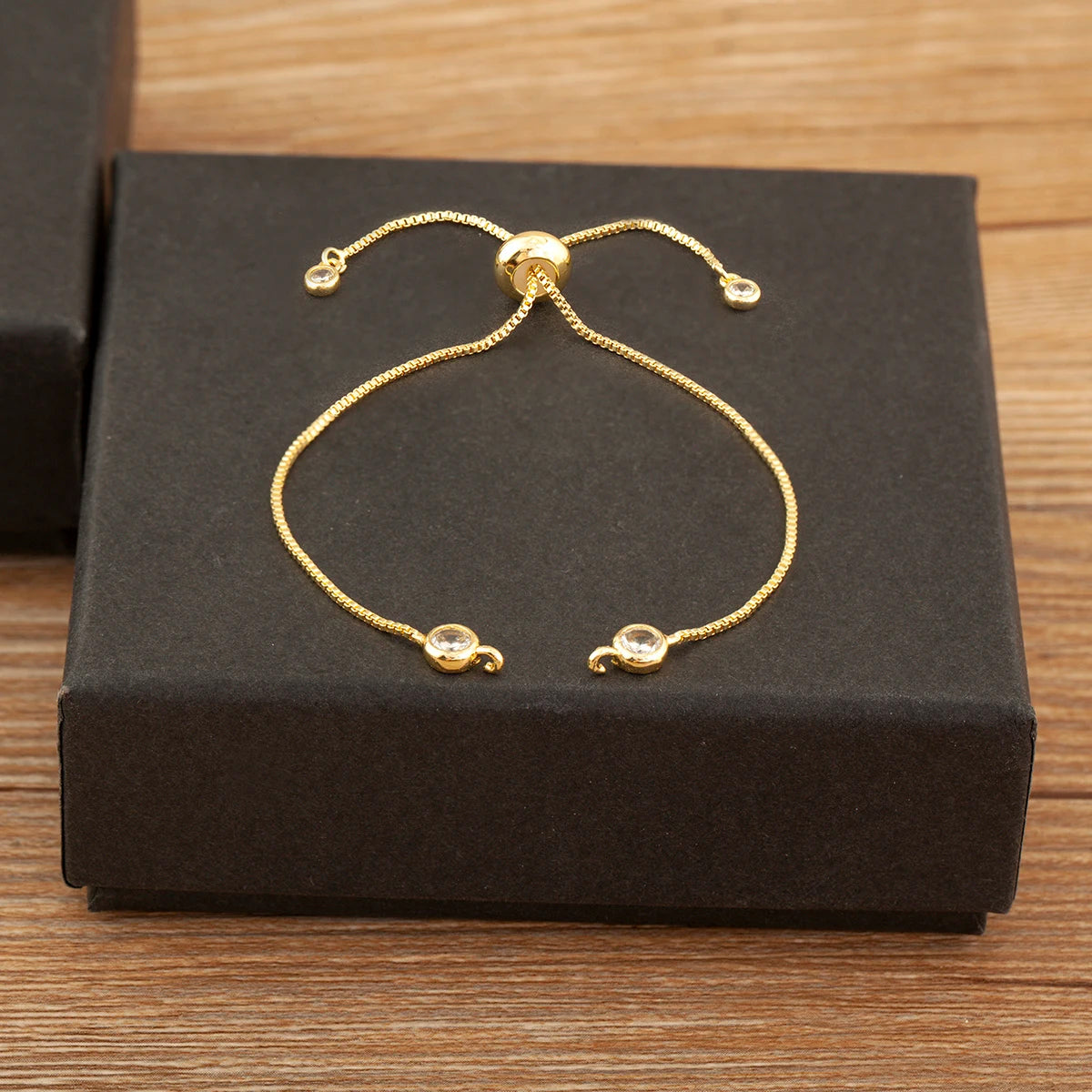 Nidin 3 PCS/Lot Rectangle/Round Crystal Zircon Slider Bracelet For Women Female Adjustable Chains Jewelry Wholesale Accessories