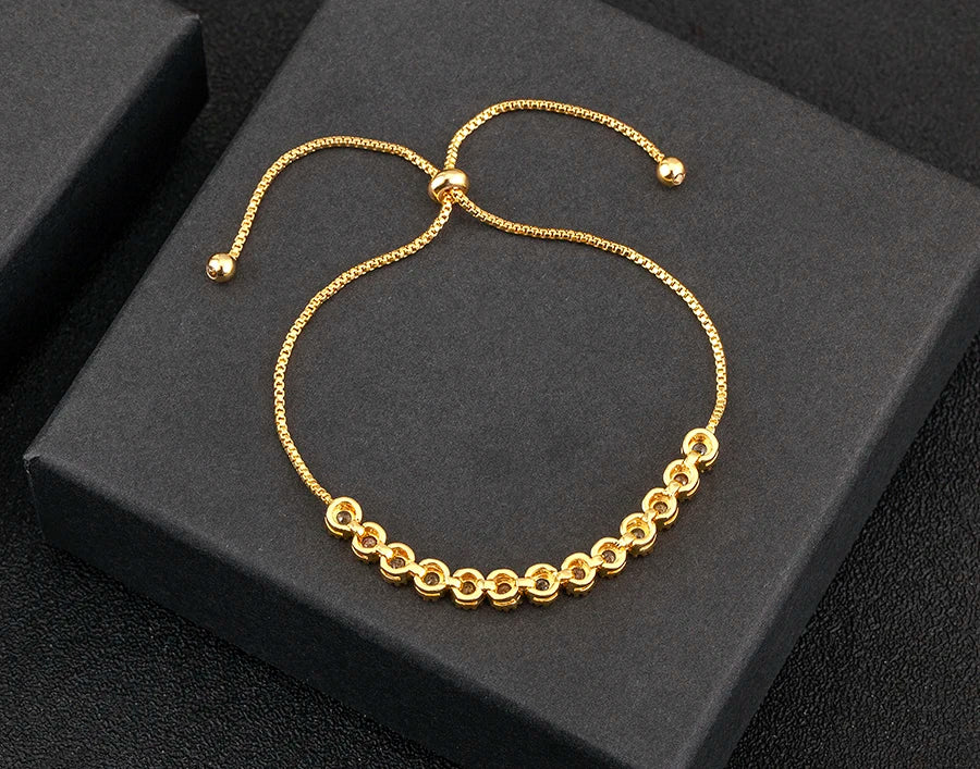 Nidin Charm Zircon Geometric Shape Bracelet Adjustable 15 Styles Gold Color Link Chain Jewelry Women's Personality Party Gift