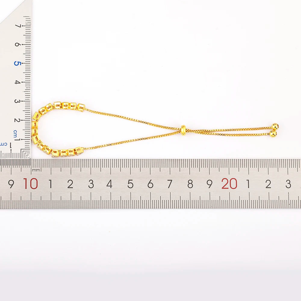 Nidin Charm Zircon Geometric Shape Bracelet Adjustable 15 Styles Gold Color Link Chain Jewelry Women's Personality Party Gift