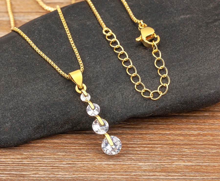 Nidin New Creative Design Round Zircon Fashion Bling Crystal Neck Accessories Jewelry Gold Plated Fine New Year Gift Wholesale