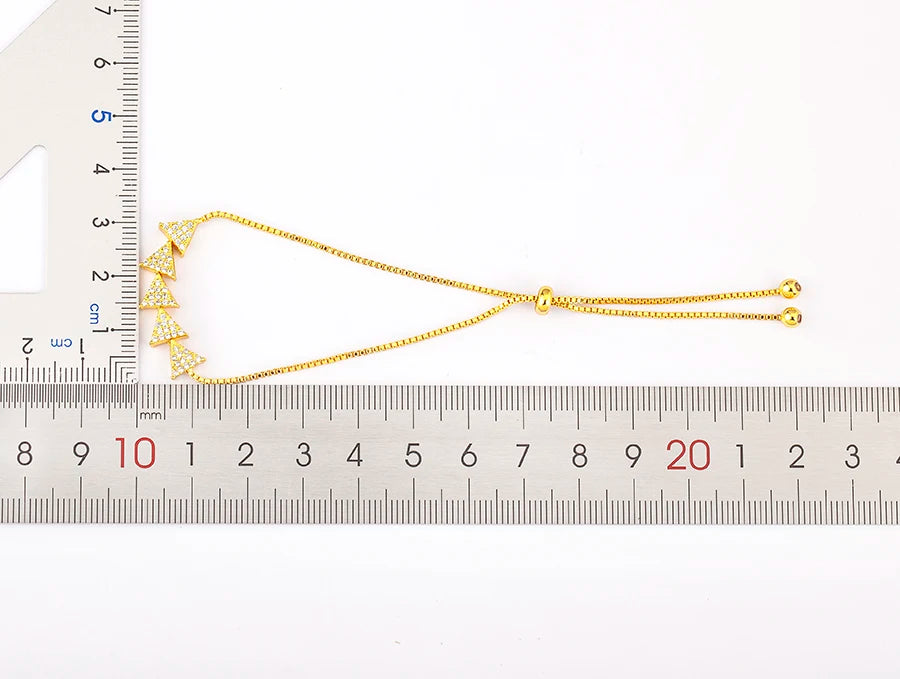 Nidin Charm Zircon Geometric Shape Bracelet Adjustable 15 Styles Gold Color Link Chain Jewelry Women's Personality Party Gift