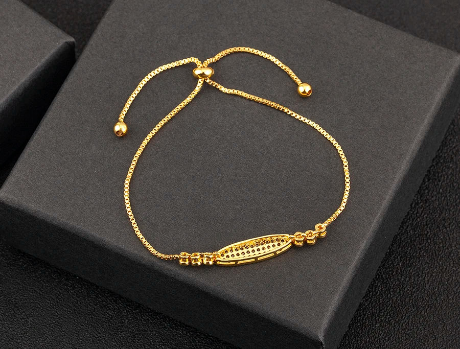 Nidin Charm Zircon Geometric Shape Bracelet Adjustable 15 Styles Gold Color Link Chain Jewelry Women's Personality Party Gift