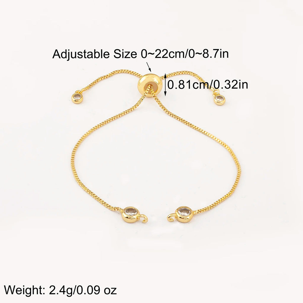 Nidin 3 PCS/Lot Rectangle/Round Crystal Zircon Slider Bracelet For Women Female Adjustable Chains Jewelry Wholesale Accessories