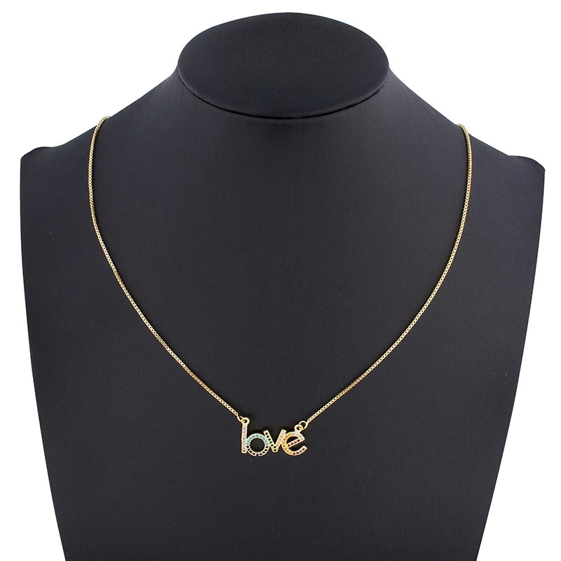 Nidin New Arrival Love Letter Pendant Necklace Gold Color Name Jewelry Chain Chocker For Women Girls Birthday Wedding Party Gift