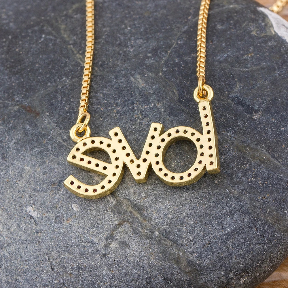 Nidin New Arrival Love Letter Pendant Necklace Gold Color Name Jewelry Chain Chocker For Women Girls Birthday Wedding Party Gift