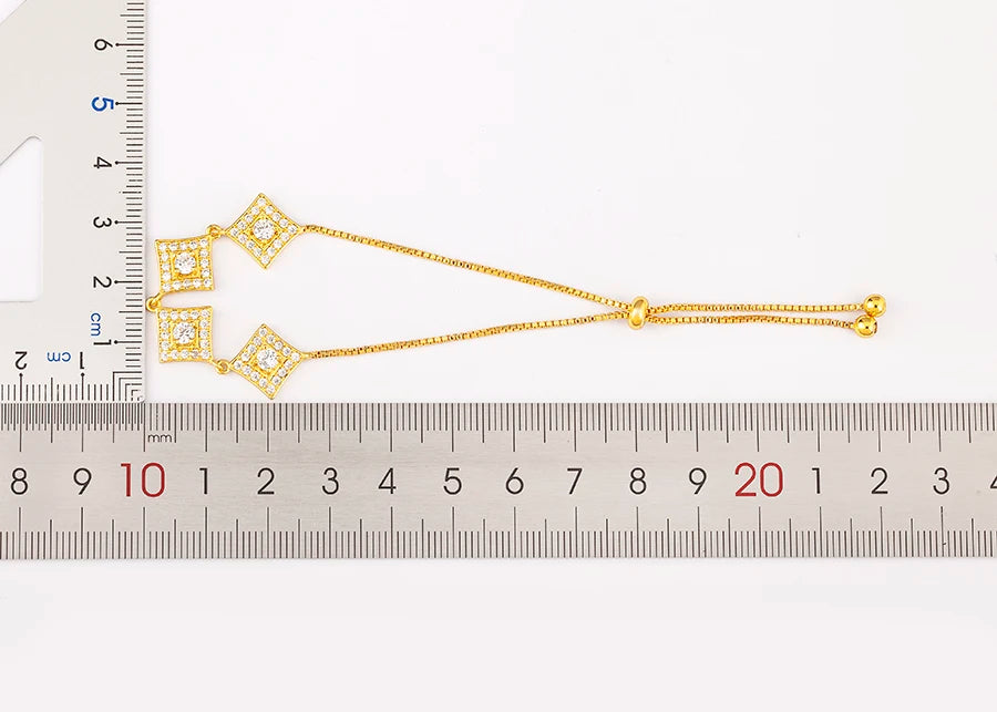 Nidin Charm Zircon Geometric Shape Bracelet Adjustable 15 Styles Gold Color Link Chain Jewelry Women's Personality Party Gift