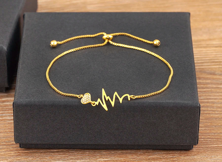 Nidin Charm Zircon Geometric Shape Bracelet Adjustable 15 Styles Gold Color Link Chain Jewelry Women's Personality Party Gift