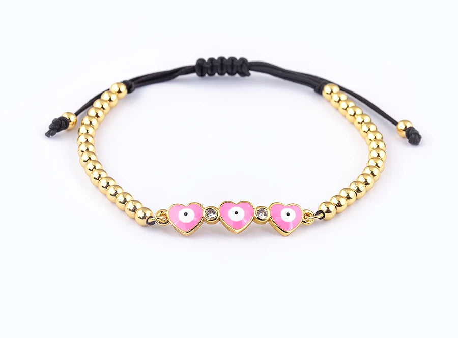 Nidin Adjustable Handmade Braided String Bracelet Women Men Turkish Evil Eye Heart Shape Bangle Couple Lucky Wedding Jewelry