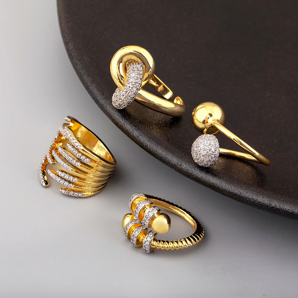 Adjustable Shiny Zircon Open Ring