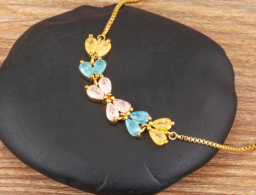 Nidin Charm Zircon Geometric Shape Bracelet Adjustable 15 Styles Gold Color Link Chain Jewelry Women's Personality Party Gift