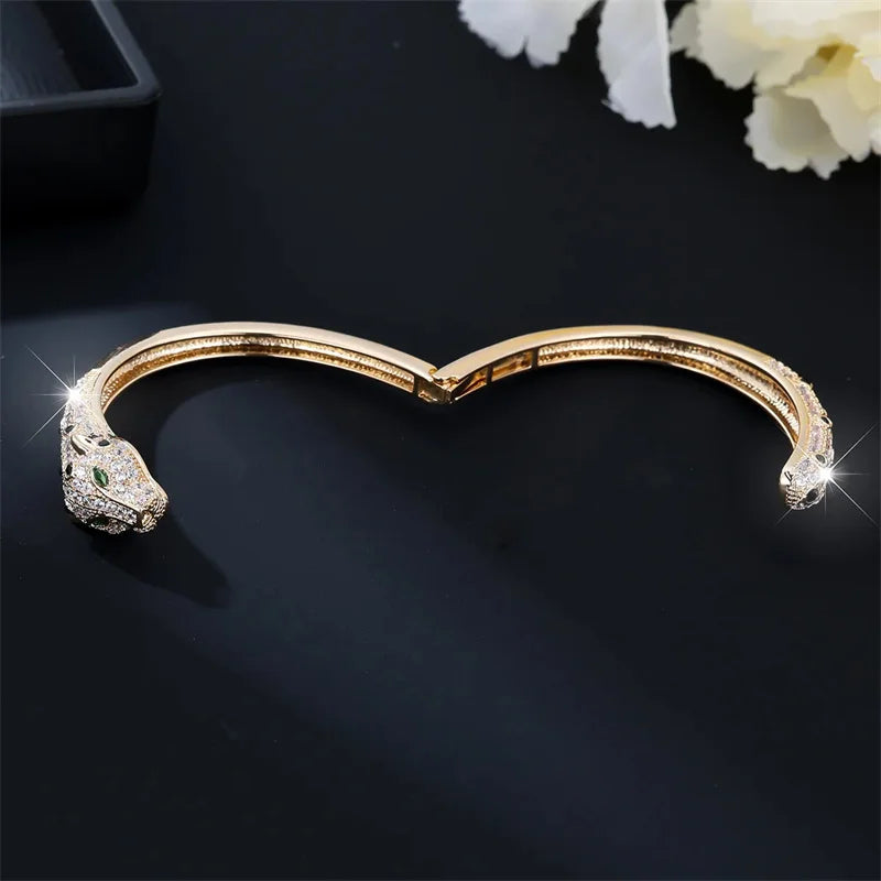 Pave Rhinestone Panther Bracelet