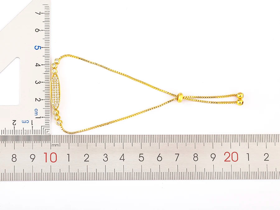 Nidin Charm Zircon Geometric Shape Bracelet Adjustable 15 Styles Gold Color Link Chain Jewelry Women's Personality Party Gift