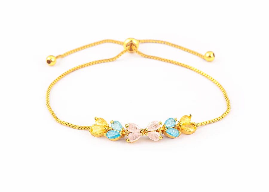 Nidin Charm Zircon Geometric Shape Bracelet Adjustable 15 Styles Gold Color Link Chain Jewelry Women's Personality Party Gift