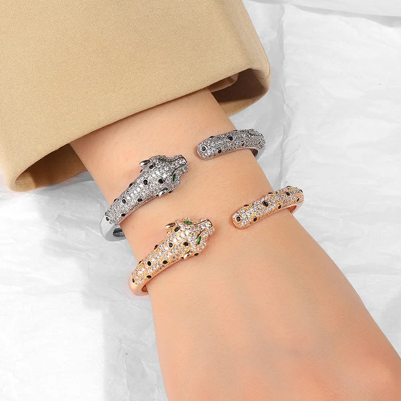 Pave Rhinestone Panther Bracelet