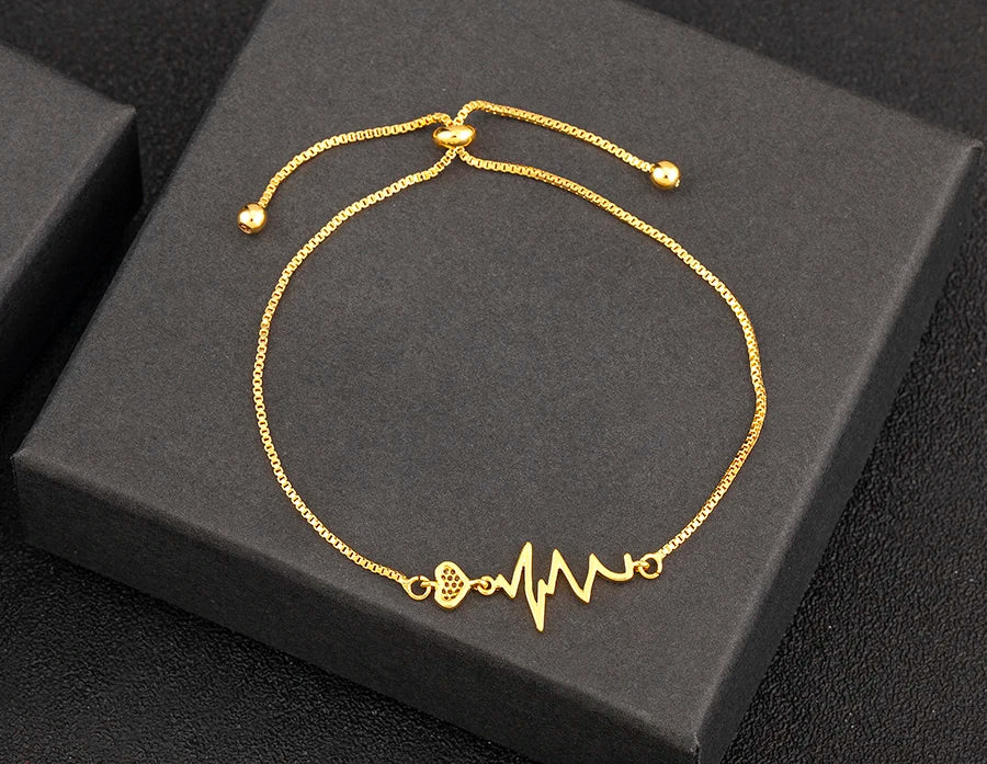 Nidin Charm Zircon Geometric Shape Bracelet Adjustable 15 Styles Gold Color Link Chain Jewelry Women's Personality Party Gift