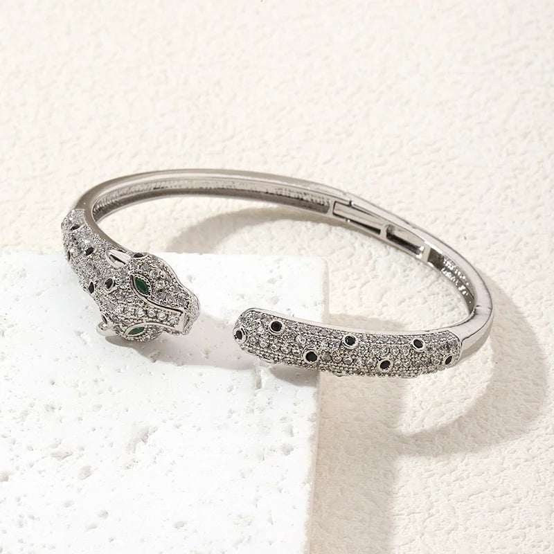 Pave Rhinestone Panther Bracelet