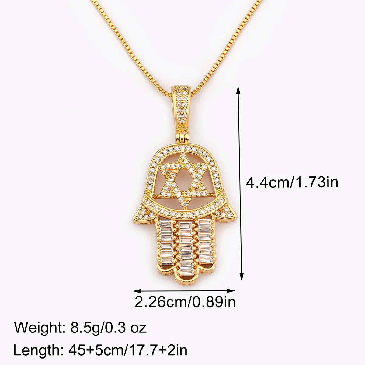 Nidin High Quality Palm Shape Heart/Star Design Cubic Zirconia Charm Pendant Necklace For Women Men Hollow Stylish Jewelry Gifts