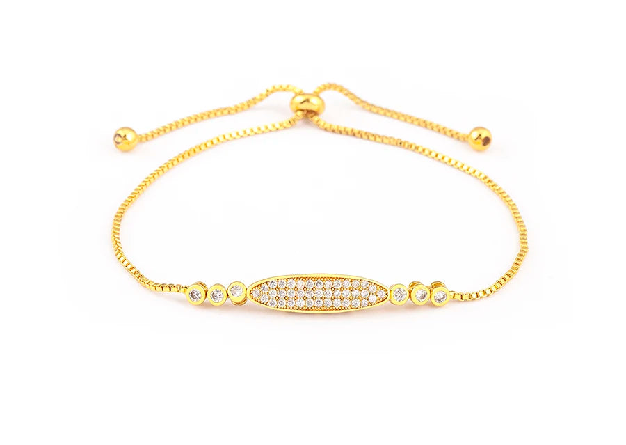 Nidin Charm Zircon Geometric Shape Bracelet Adjustable 15 Styles Gold Color Link Chain Jewelry Women's Personality Party Gift