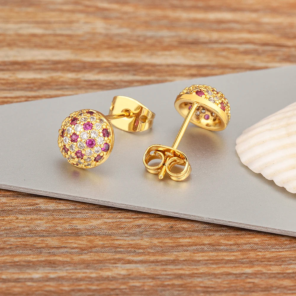 Geometric Colorful Zircon Studs