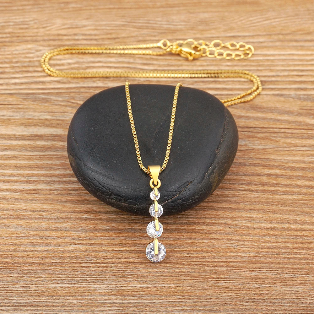 Nidin New Creative Design Round Zircon Fashion Bling Crystal Neck Accessories Jewelry Gold Plated Fine New Year Gift Wholesale