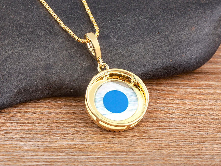Nidin New Arrival Gold Plated Evil Eye Pendant Necklace For Women Zircon Jewelry Clavicle Chain Choker Party Wedding Gift