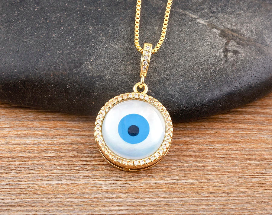 Nidin New Arrival Gold Plated Evil Eye Pendant Necklace For Women Zircon Jewelry Clavicle Chain Choker Party Wedding Gift