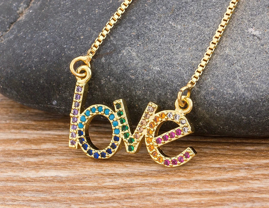 Nidin New Arrival Love Letter Pendant Necklace Gold Color Name Jewelry Chain Chocker For Women Girls Birthday Wedding Party Gift
