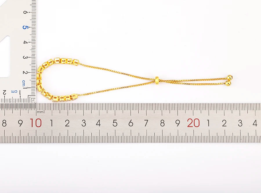 Nidin Charm Zircon Geometric Shape Bracelet Adjustable 15 Styles Gold Color Link Chain Jewelry Women's Personality Party Gift