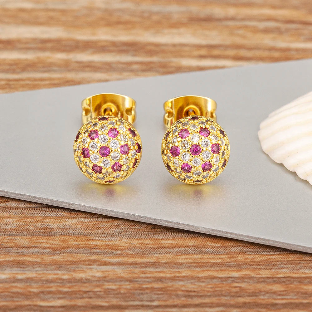 Geometric Colorful Zircon Studs