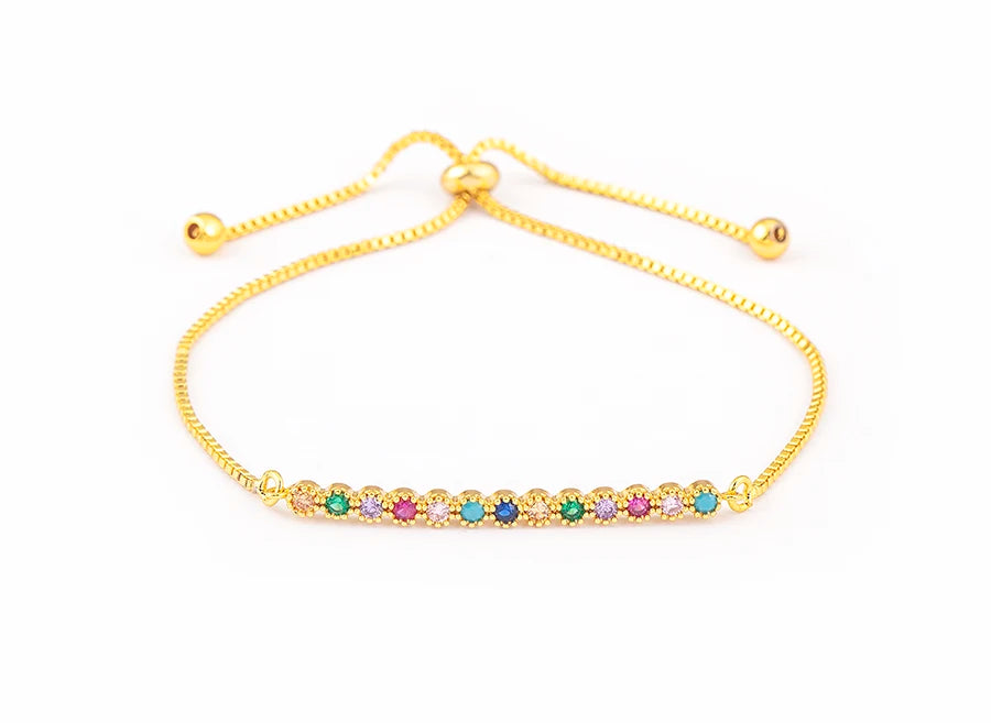 Nidin Charm Zircon Geometric Shape Bracelet Adjustable 15 Styles Gold Color Link Chain Jewelry Women's Personality Party Gift