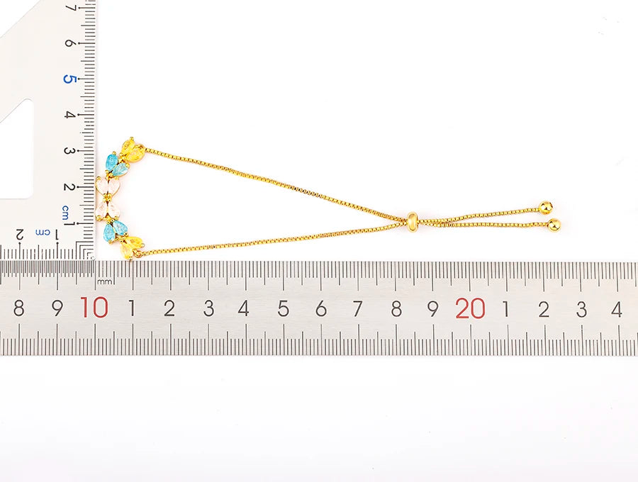Nidin Charm Zircon Geometric Shape Bracelet Adjustable 15 Styles Gold Color Link Chain Jewelry Women's Personality Party Gift