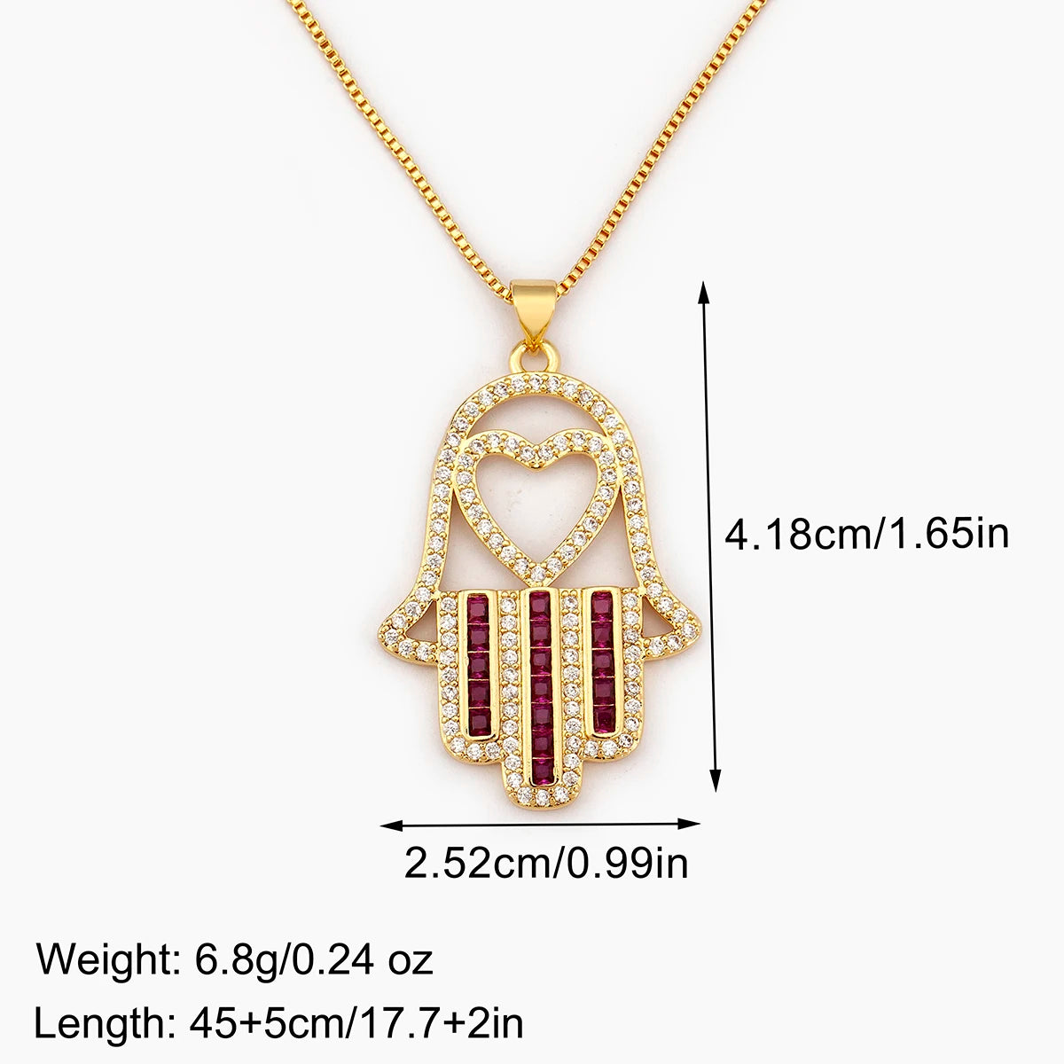 Nidin High Quality Palm Shape Heart/Star Design Cubic Zirconia Charm Pendant Necklace For Women Men Hollow Stylish Jewelry Gifts