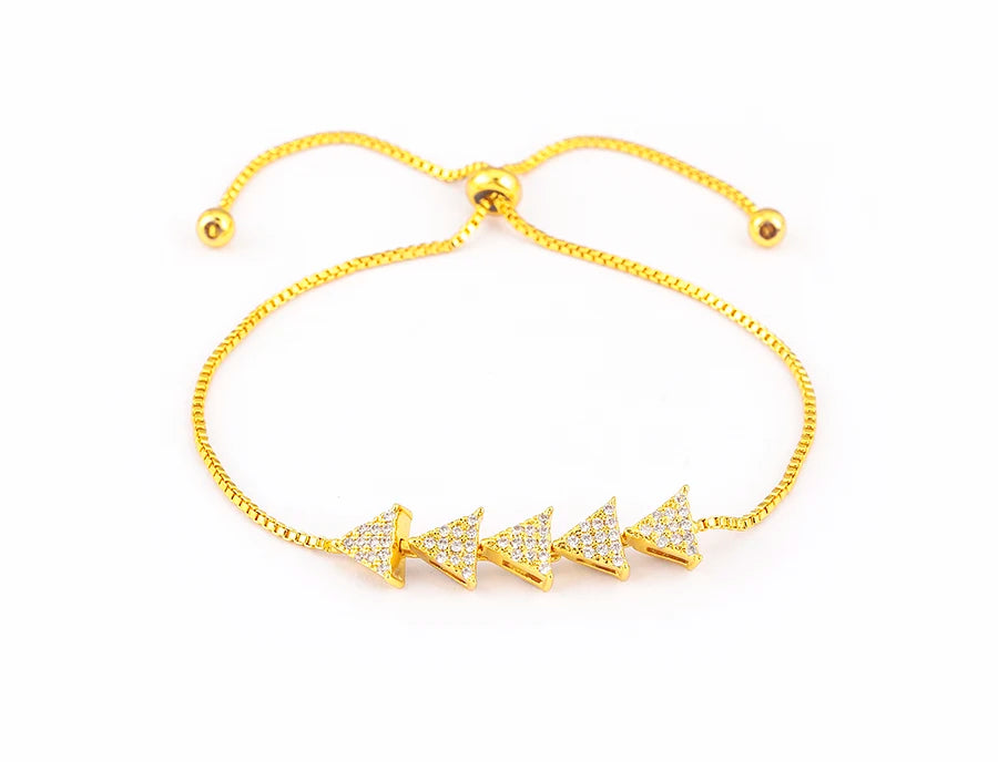 Nidin Charm Zircon Geometric Shape Bracelet Adjustable 15 Styles Gold Color Link Chain Jewelry Women's Personality Party Gift
