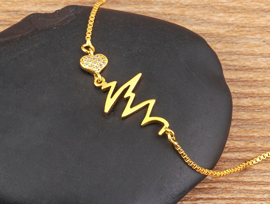 Nidin Charm Zircon Geometric Shape Bracelet Adjustable 15 Styles Gold Color Link Chain Jewelry Women's Personality Party Gift