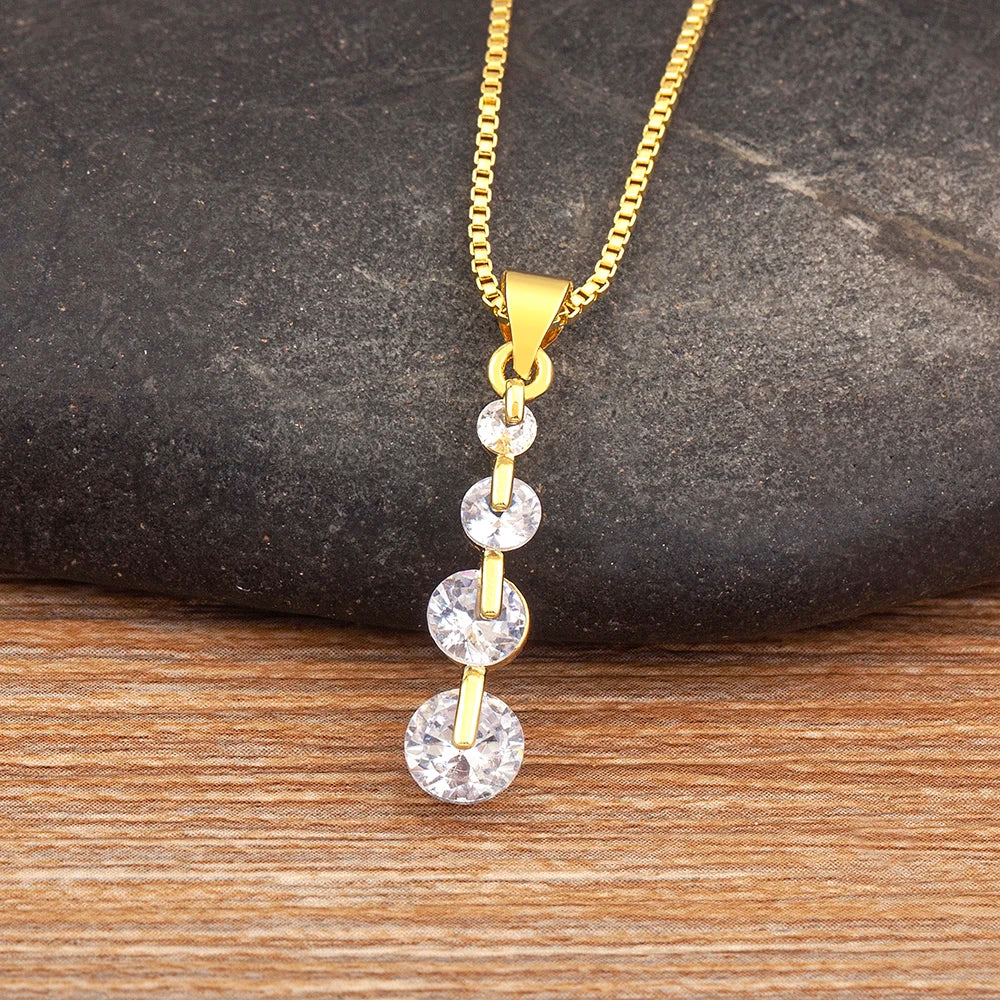 Nidin New Creative Design Round Zircon Fashion Bling Crystal Neck Accessories Jewelry Gold Plated Fine New Year Gift Wholesale