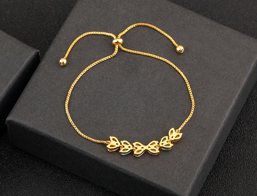 Nidin Charm Zircon Geometric Shape Bracelet Adjustable 15 Styles Gold Color Link Chain Jewelry Women's Personality Party Gift