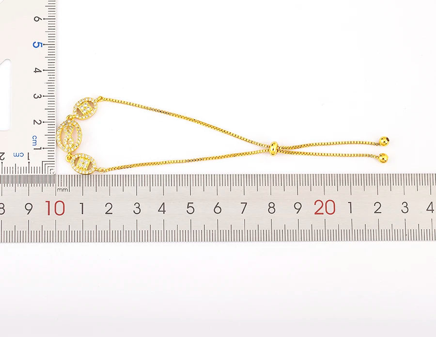 Nidin Charm Zircon Geometric Shape Bracelet Adjustable 15 Styles Gold Color Link Chain Jewelry Women's Personality Party Gift