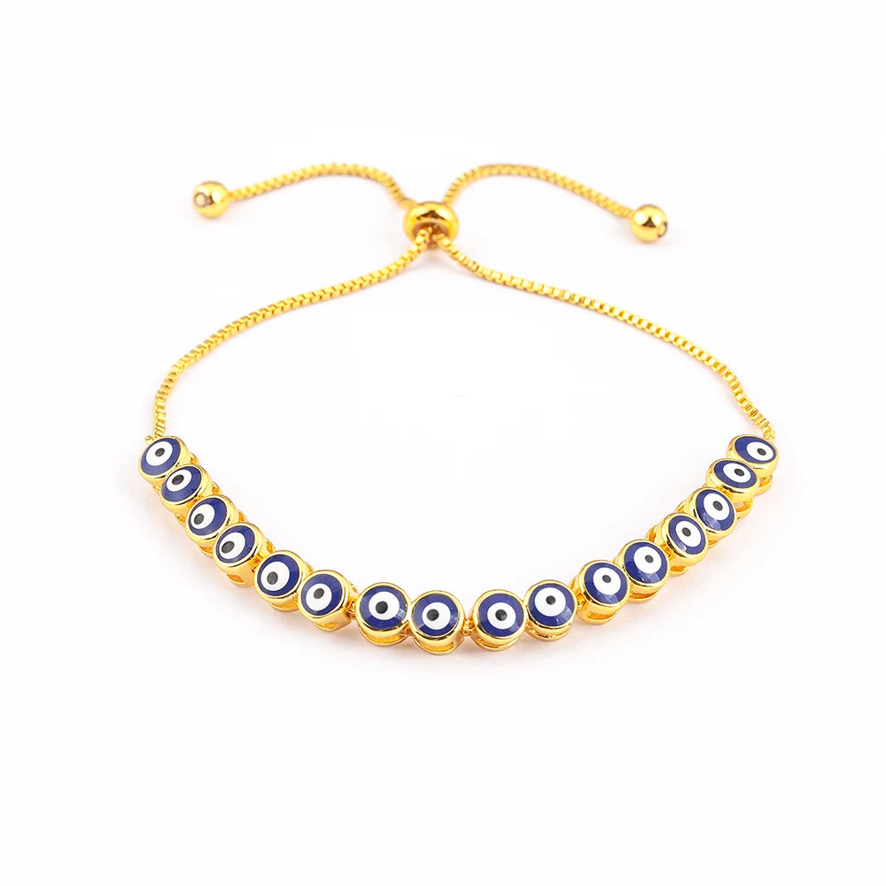 Nidin Luxury Men 4 Colors Evil Eye Beads Chain Bracelets Bangles Adjustable Party Wedding Elegant  Jewelry Gift For Female Male