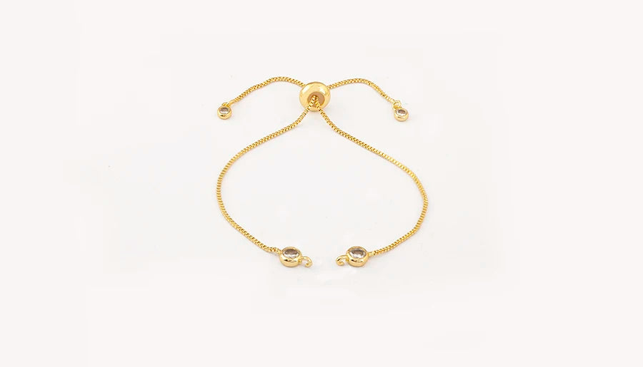 Nidin 3 PCS/Lot Rectangle/Round Crystal Zircon Slider Bracelet For Women Female Adjustable Chains Jewelry Wholesale Accessories