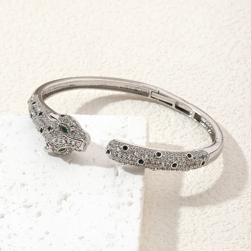 Pave Rhinestone Panther Bracelet