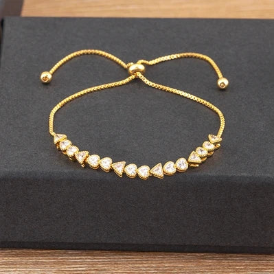 Nidin Charm Zircon Geometric Shape Bracelet Adjustable 15 Styles Gold Color Link Chain Jewelry Women's Personality Party Gift