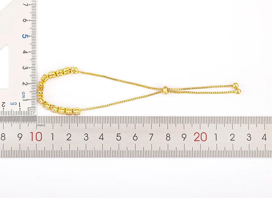 Nidin Charm Zircon Geometric Shape Bracelet Adjustable 15 Styles Gold Color Link Chain Jewelry Women's Personality Party Gift