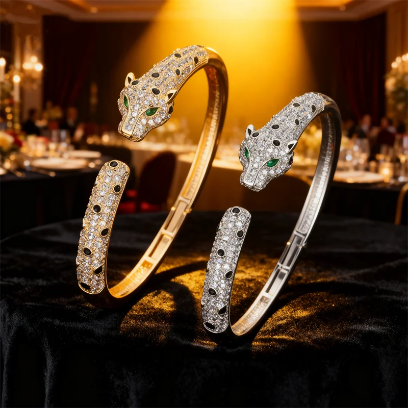 Pave Rhinestone Panther Bracelet