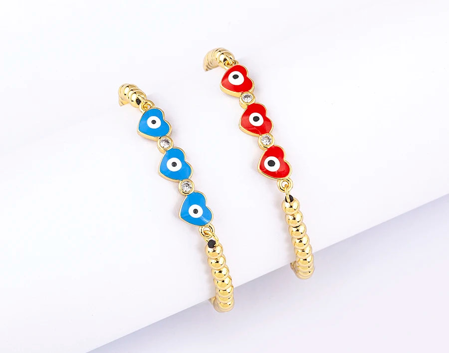Nidin Adjustable Handmade Braided String Bracelet Women Men Turkish Evil Eye Heart Shape Bangle Couple Lucky Wedding Jewelry