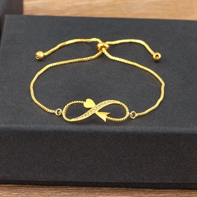 Nidin Charm Zircon Geometric Shape Bracelet Adjustable 15 Styles Gold Color Link Chain Jewelry Women's Personality Party Gift