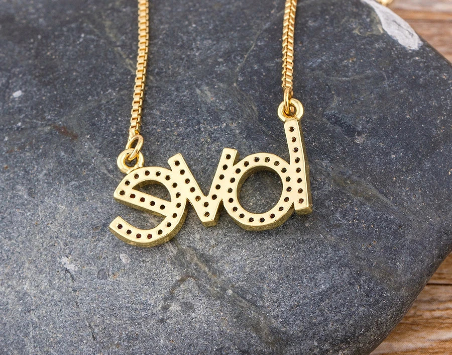 Nidin New Arrival Love Letter Pendant Necklace Gold Color Name Jewelry Chain Chocker For Women Girls Birthday Wedding Party Gift