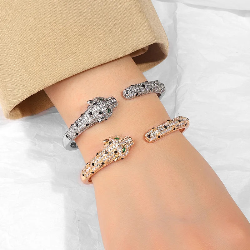 Pave Rhinestone Panther Bracelet